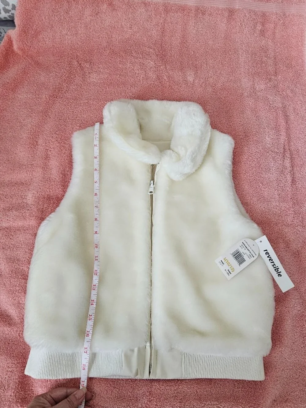 Reversible Ivory Faux Fur Zip Vest NWT Girls L 10/12